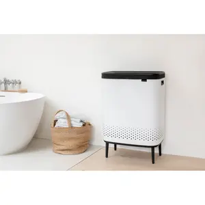 Brabantia Bo Hi 2 x 45 Litre Laundry Bin White