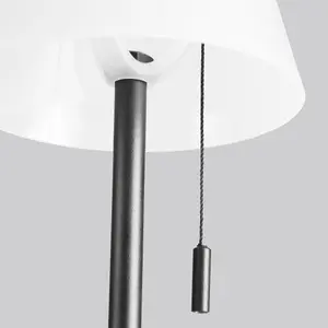 Luminosa Deco LED Table Lamp with Round Tapered Shade Black, Opal, Warm-White 3000K, IP54