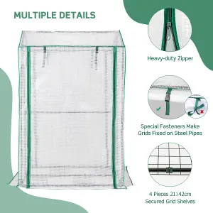 COSTWAY Outdoor Greenhouse Walk-in Garden Greenhouse w/ 2 Zippered Roll up Doors