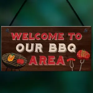 Red Ocean BBQ Home Decor Sign Novelty Barbecue Plaques For Garden Welcome Signs Home Gifts