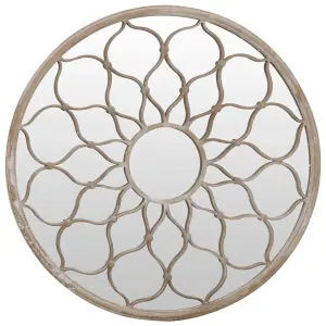 Berkfield Garden Mirror Sand 60x3 cm Iron Round for Outdoor Use