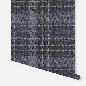 Arthouse Twilled Plaid Navy/Gold Wallpaper