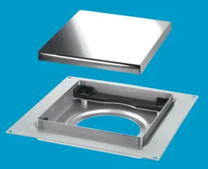 McAlpine TILE-PLAIN-P 150mm Square Stainless Steel Tile Drain for use with 50mm Water Seal trap body