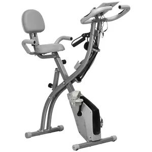 HOMCOM 2-In-1 Folding Exercise Bike with 8-Level Magnetic Resistance Grey