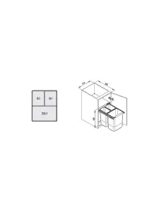 REJS recycle bin, pull out waste bin - W: 450mm (JC606-3), without front fixing brackets