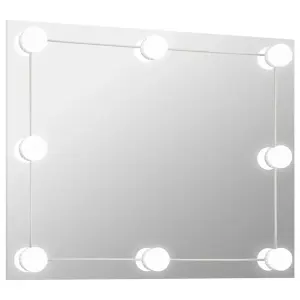 Berkfield Wall Frameless Mirror with LED Lights Rectangular Glass