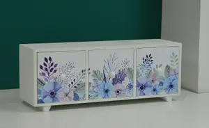 Hand Printed Women Jewellery Box  - Floral Blue