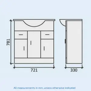 Nes Home Memphis 3-Piece Bathroom Suite White - Close Coupled Toilet, 750mm Basin Vanity Unit and Round Bath Tub