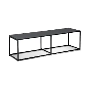 sweeek. 140cm black metal TV stand Industrielle Black 140x40x40 cm