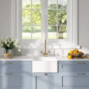 Single Bowl (205mm High Walls) Belfast Kitchen Sink with Overflow, 460mm