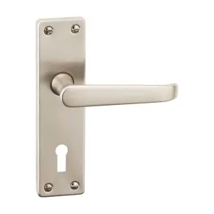 URBNLIVING 150cm Length 2 Pcs Victoria Metal & Satin Nickel Lever Latch Keyhole Door Handles Set