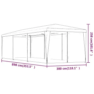 Berkfield Party Tent with 8 Mesh Sidewalls Green 3x9 m HDPE