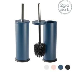 Harbour Housewares - Round Toilet Brushes - Matt Blue - Pack of 2