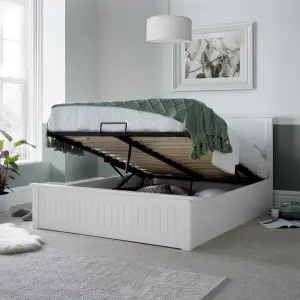 Dawson White Wooden Ottoman Bed Double