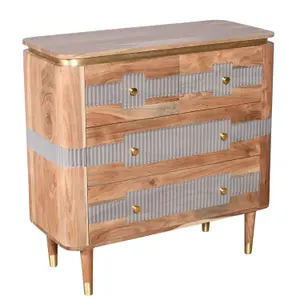 Alicia Acacia Wood 4 Drawers Bedroom Chest