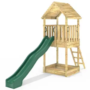 Rebo Modular Wooden Climbing Frame Adventure Playset - Tower with Wooden Roof