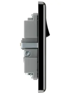 GoodHome Black Nickel Single 13A Raised rounded Switched Screwed Socket with USB, x2 & Black inserts