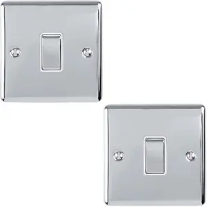 2 PACK 1 Gang 20A DP Single Switch CHROME & White Trim Appliance / Boiler