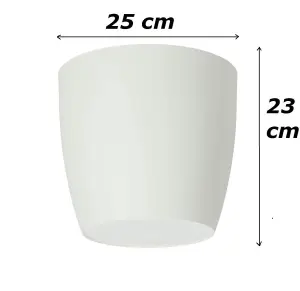 Waste Paper Basket Dust Bin Round Plastic Small Modern Style Home OfficeWhite Matt 25cm