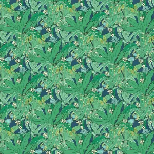 Rasch Lush Garden Green Navy Wallpaper Floral Leaves Paste The Wall Contemporary