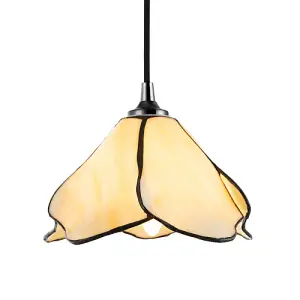 Elegant Designer Pendant Lighting Shade with Amber Cream Glass Floral Petals