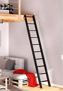 Mezzanine timber ladder black 12 tread