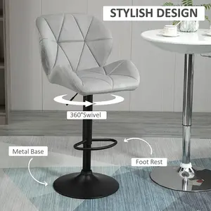 Nussbaum Height Adjustable Swivel Bar Stool (Set of 2) Light Grey