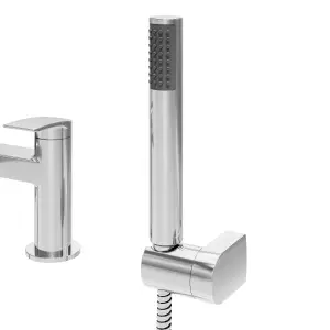 GoodHome Kariya Gloss Chrome effect Deck-mounted Bath mixer tap with shower kit