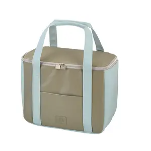 Plastic Picnic Cooler Blue/Taupe / 21cm H x 28cm W x 18cm D