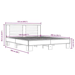 Berkfield Bed Frame without Mattress Black 150x200 cm King Size