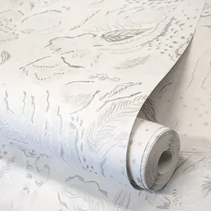 Galerie Pepper Felice White Shimmer Flocked Wild Flower Wallpaper