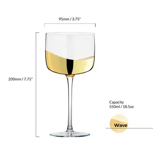 Wave Gin Glasses (Set of 2) Gold/Clear