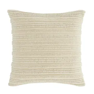 Tufted Stripes Cotton Cushion Cover Striped Square Throw Pillow Cover Natural