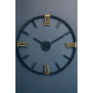 Interiors by Premier Round Black Metal Wall Clock