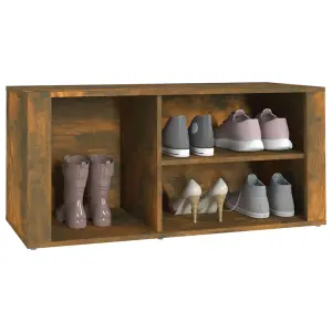 Berkfield Shoe Cabinet Smoked Oak 100x35x45 cm Engineered Wood