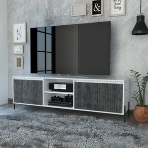 White Dallas ultra wide TV rack with 4 doors