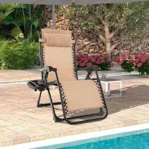 Costway Patio Metal Zero Gravity Chair Outdoor Folding Recliner with Removable Cushion