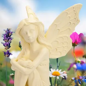 Enchanted Cream Sitting Fairy Garden Ornament