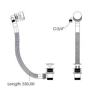 Aquadry Oria Chrome effect 38.1mm Thermostatic Overflow bath filler