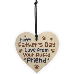 Funny Fathers Day Gift From Dog Furry Friend Wood Heart Dad Gift From Pet