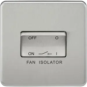 Knightsbridge Screwless Fan Isolator Switch 3 Pole 1 Gang 10AX Brushed Chrome - SF1100BC