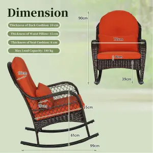 Costway Outdoor Patio Rattan Chair Wicker Sturdy Rocking Armchair Garden Furniture Set