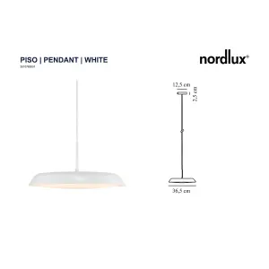 Nordlux Piso Indoor Dining Living Kitchen Hallway Pendant In White (Diam) 36.5cm