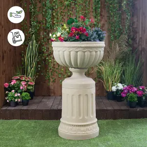 Sandstone Royale Urn On Round Plinth