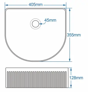 KEENWARE FLUTED D SHAPE VANITY COUNTERTOP BASIN