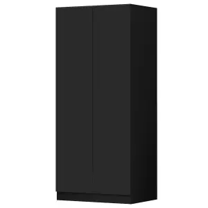 2 Door Wardrobe Double Door Push To Open Slow Close Matt Black Finish