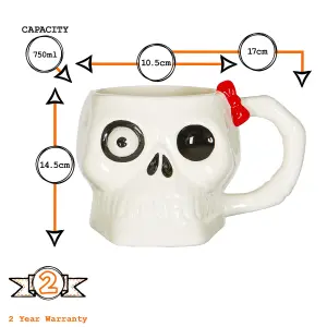 Fax Potato - Halloween Stoneware Skull Mug - 750ml