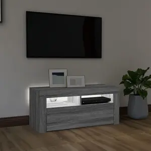 Berkfield TV Cabinet with LED Lights Grey Sonoma 90x35x40 cm