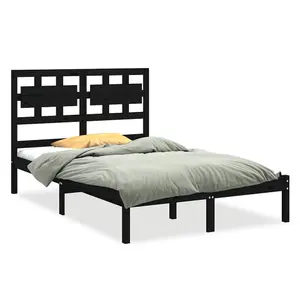 Berkfield Bed Frame Black Solid Wood 140x200 cm