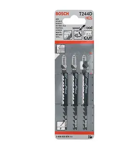 BOSCH T244D Speed for Wood Jigsaw Blades (3/Pack) (To Fit: Bosch PST, GST, EasySaw & UniversalSaw Jigsaw Models)